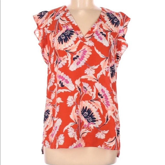Rachel Rachel Roy floral medium orange summer top - Picture 1 of 7